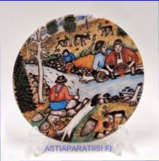 ARABIA, Kullanhuuhtojat.. nro.40 sein�lautanen. Design: Andreas Alariesto,1980-luku.Mitat Halkaisija n. 12 cm, 1kpl, 35�/kpl,( Tuote nro 132A )