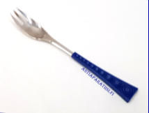 HACKMAN, Colorina sininen J�lkiruoka /Alkuruokahaarukka, Design:Nanny Still,Suunniteltu vuonna 1970, pituus n. 16,2 cm, 6 kpl, 15 � / kpl,( Tuote nro 144AT )
