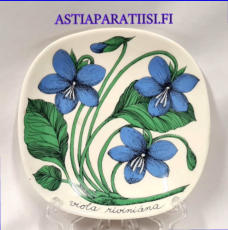 ARABIA,Sein�lautanen Harvinainen " Mets�orvokki " kukka, viola riviniana, Botanica,Design:Esteri Tomula,Valmistettu 1978-1979-luku,Korkeus n. 12 cm, leveys n. 12 cm,1 kpl,48 � /kpl ( Tuote nro / Item #129E )