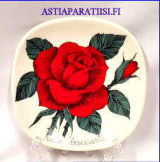 ARABIA,Sein�lautanen "  Ruusu  " Rosa Baccara , Botanica,Design:Esteri Tomula,Valmistettu 1985-luku,Korkeus n. 12 cm, leveys n. 12 cm,1 kpl,48 � /kpl ( Tuote nro / Item #131E )