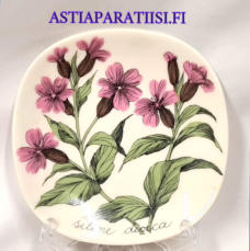 ARABIA,Sein�lautanen "  Puna-ailakki " Silene Dioika , Botanica,Design:Esteri Tomula,Tuotannossa 1988-1989-luku,Korkeus n. 12 cm, leveys n. 12 cm,1 kpl,48 � /kpl ( Tuote nro / Item #134E )