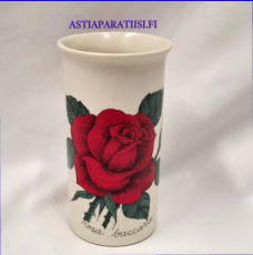 ARABIA,Kukkamaljakko " ruusu " rosa baccara, Botanica,Design:Esteri Tomula,Valmistettu 1987-1991-luku,Korkeus n. 14 cm, halkaisija n. 7,8 cm,1 kpl,68 � /kpl ( Tuote nro / Item #140E )