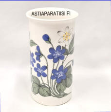 ARABIA,Kukkamaljakko " Sini-ja valkovuokko" Botanica,Design:Esteri Tomula,Valmistettu 1983-85-luku,Korkeus n. 14 cm, halkaisija n. 7,8 cm,0 kpl, ( Tuote nro / Item #153E )