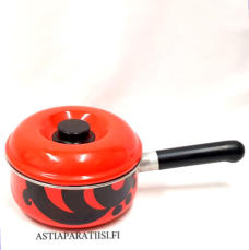 ARABIA, W�rtsil�-J�rvenp��n, Rondo emali ter�skasari,Design:Erikson Leif & Wangel Anita, (koriste),Suunniteltu 1975-77- luku,v�h�isi� k�yt�n j�lki�,Halkaisija n.19 cm,Korkeus n.8 cm, ilman kantta ja kahvaa,1 kpl,48 � /kpl ( Tuote nro / Item #184N)