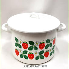 EMALI,Mansikka-aihe, retro kattila,todella hyv�ss� kunnossa,Halkaisija n.21,5 cm,Korkeus n.16 cm, ilman kantta ja kahvaa,0 kpl, ( Tuote nro / Item #191N)