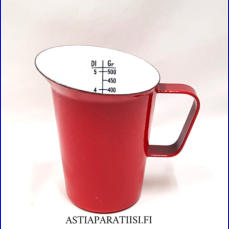 FINEL EMALI, punainen mittakannu ,todella hyv�ss� kunnossa,Halkaisija n.10,5 cm,Korkeus n.13,5 cm,0 kpl, ( Tuote nro / Item #195N)