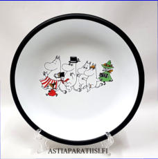 MUURLA,Muumi emalilautanen Muumilaakso,todella hyv�ss� kunnossa Halkaisija n 19,5 cm, Korkeus n. 3,5 cm, 1 kpl ,38 �/ kpl, (Tuote nro / Item 200N)