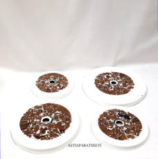 FINEL EMALI, Ritari - emali  levynsuojus-setti,Design: Raija Uosikkinen, k�yt�n j�lki�, mitat Halkaisija n.24,5 cm ja 20 cm ja 16,5 cm ja 13,5 cm,0kpl,(Tuote nro / Item 208N)