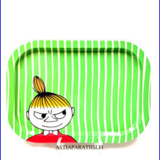 MUUMI peltinen tarjotin Pikku Myy,V�h�isi� k�yt�n j�lki, halkaisija n.30 cm X 21,5 cm,0kpl, (Tuote nro / Item 223N)