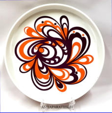 Peltinen tarjotin Design:Dorthe Bruun Rasmussen Laurids Lonborg A/S, k�yt�n j�lki,halkaisija n.29,5 cm,1kpl,28� / kpl. (Tuote nro / Item 228N)