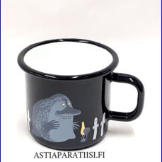 MUURLA , M�rk� Musta Muumi Emalimuki  3,7 dl,halkaisija n.9,5 cm,Korkeus n. 8 cm,0kpl, (Tuote nro / Item 259N)