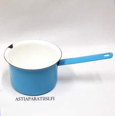 FINEL EMALI, Vaaleansininen pieni kasari,v�h�isi� k�yt�n j�lki�, Halkaisija n.9,2 cm,Korkeus n. 5,5 cm,0 kpl, (Tuote nro / Item 280N)