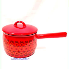 FINEL EMALI, Kehr� retro keittokasari, Design:Raija Uosikkinen, Suunniteltu1970-luku,Halkaisija n.17cm,Korkeus n.11,8 cm, ilman kantta ja kahvaa,1 kpl,88�/kpl ( Tuote nro / Item #294N)