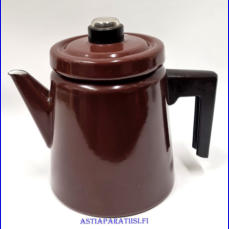 FINEL EMALI,'Pehtoori' kahvipannu,ruskea v�ri noin 1,5 Ltr,Design:Antti Nurmesniemi,suunniteltu 1957, hyv�kuntoinen,Korkeus n.19 cm, 1 kpl,289� ( Tuote nro / Item #298N )