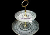 NUUTAJ�RVI,Kastehelmi, kerrostarjotin kirkas  v�ri,Design:Oiva Toikka,Korkeus,n. 26,5 cm,halkaisija,n. 25 cm, yl�lautasen halkaisija,n. 17,5 cm,0kpl