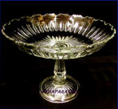 KARHULA LASI, tarjotin / hedelm� malja,  jalallinen puristelasia, halkaisija n. 24 cm, Korkeus n 18,5 cm , 0kpl
