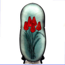ARABIA, Sein�laatta "Punaiset Tulppaanit ",Design:Helj� Liukko-Sundstr�m, Valmistettu 1982,Korkeus n. 39,5 cm, leveys n. 17,5 cm 125�( Tuote nro / Item #150HL )