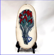 ARABIA, Sein�laatta " Punaiset Ruusunnuput  ", Design:Helj� Liukko-Sundstr�m, Valmistettu 1981,Korkeus n. 23 cm, leveys n. 11 cm 55 �( Tuote nro / Item #181HL )