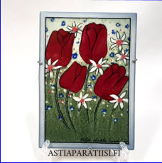 ARABIA, Sein�laatta "  T�ysin syd�min ", Design:Helj� Liukko-Sundstr�m, Valmistettu 2002,Korkeus n. 15,5 cm, leveys n. 11 cm, 55 �( Tuote nro / Item #205HL )