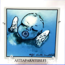 ARABIA, Sein�laatta "  Unenmaassa ", Design:Helj� Liukko-Sundstr�m, Valmistettu 2015,Korkeus n. 11,8 cm, leveys n. 11,8 cm 55 �( Tuote nro / Item #223HL )