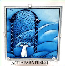 ARABIA, Sein�laatta " Taivaan portti ", Design:Helj� Liukko-Sundstr�m, Valmistettu 2000,Korkeus n. 11,8 cm, leveys n. 11,8 cm 55 �( Tuote nro / Item #225HL )