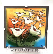 ARABIA, Sein�laatta " Onnitellen " , Design:Helj� Liukko-Sundstr�m, Valmistettu 1999,Korkeus n. 11,8 cm, leveys n. 11,8 cm 55 �( Tuote nro / Item #242HL )