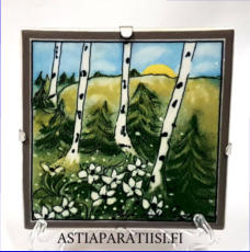 ARABIA, Sein�laatta " Kev�t Her�� " , Design:Helj� Liukko-Sundstr�m, Valmistettu 1999,Korkeus n. 11,8 cm, leveys n. 11,8 cm 55 �( Tuote nro / Item #246HL )