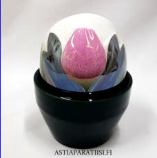 ARABIA, Ikikukka vaaleanpunainen tulppaani, sign k�sin HLS , Design:Helj� Liukko-Sundstr�m,Valmistusvuosi 1990-luvulta ,kokonaiskorkeus 12 cm, 95 �( Tuote nro / Item #285HL )