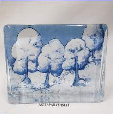 IITTALA,  Iso lasikortti  Lumen hiljaisuusi,Design:Helj� Liukko-Sundstr�m,Valmistusvuosi 2003-luvulta ,Leveys n. 14,8 cm, korkeus n. 12 cm, 42 �( Tuote nro / Item #298HL )