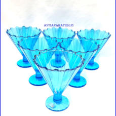 NUUTAJ�RVI LASI,Tuttifrutti J��tel�malja Turkoosin v�rinen,Design:Pertti Santalahti,valmistettu vuosina1989,Korkeus n.12,5 cm, halkaisija n.11,5 cm, 5 kpl,33� /kpl ( Tuote nro / Item #100LJ )