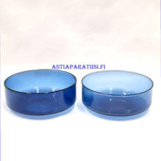 IITTALA,  J�lkiruokamalja sininen,Mallimerkint� I-307,Design: Timo Sarpaneva,Valmistettu vuosina 1958-70,halkaisija n. 10 cm, Korkeus n.4 cm , 2 kpl. 25�/kpl  ( Tuote nro / Item #107LJ )