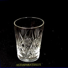 RIIHIM�EN LASI,  Yrj� snapsilasi, Valmistaja, Riihim�en lasi,Korkeus n.4,5 cm ,halkaisija n.3,3 cm, 2kpl,10�/kpl,( Tuote nro / Item #204J )'