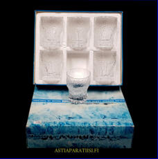 IITTALA,Aslak Snapsilasi / ryyppylasi,Design:Tapio Wirkkala,Tuotannossa 1970-88,Korkeus n.6,3 cm,halkaisija n.4,8 cm,6 kpl   yht. 80� ( Tuote nro / Item #247J ) 