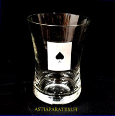 Antiikki pelikortti juomalasi,Tuotannossa 1950-60,Korkeus n.11,5 cm ,halkaisija n.8,5 cm, 1 kpl,12� kpl( Tuote nro / Item #257J )