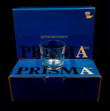 NUUTAJ�RVI LASI, "Prisma" Juomalasi alkuper�ispakkaus.Design:Kaj Franck,Tuotannossa 1967-90,Korkeus n.6,5 cm ,halkaisija n. 7,5 cm,11 kpl,165 � yht.( Tuote nro / Item #302J )
