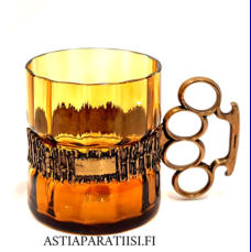OY KUMELA,Turun Hopea Nyrkkirauta Tuoppi 65 CL,pronssinen nyrkkirauta kahva,Design:Pentti Sarpaneva,Korkeus n.11,2 cm , Halkaisija n.9,6 cm,0 kpl,( Tuote nro / Item #375J )