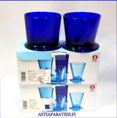 IITTALA,Boy juomalasi, koboltinsininen,Design:Stefan Lindfors,Suunniteltu: 1999,Korkeus n.8 cm , Halkaisija n.9 cm, 2 kappaletta pakkauksessa, 2 paketti,45 � / paketti ,( Tuote nro / Item #418J )