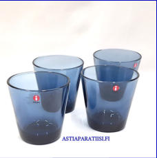 IITTALA,Kartio juomalasi  siniharmaa,Design::Kaj Franck, Korkeus n.8 cm , Halkaisija n.8 cm, 4 kpl ,12 �/kpl,tai 40�/yht.( Tuote nro / Item #479J )