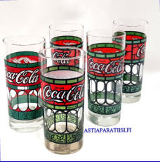 Coca Cola vanha juomalasi,Korkeus n.14,5 cm , Halkaisija n.6,5 cm, 0 kpl,( Tuote nro / Item #497J )