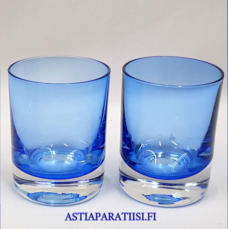OY KUMELA, Snapsilasi 259=3082 sininen ,Design:Sirkku Kumela-Lehtonen,Tuotannossa1960-76 ,Korkeus n.6 cm , Halkaisija n.4,6 cm, 2 kpl,15�/ kpl ( Tuote nro / Item #514J )