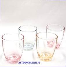 VINTAGE ,Vanha snapsilasi eri v�rej�,Korkeus n.4,6 cm , Halkaisija n.3,9 cm, 0 kpl, ( Tuote nro / Item #525J )