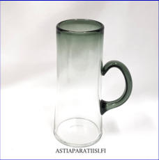 NUUTAJ�RVI, Tuoppi puhallettua lasia kirkas ja reuna harmaa,Design:Oiva Toikka,Suunniteltu: 1960,Korkeus n.17,8 cm , Halkaisija n.6,4 cm, 1 kpl,44 � /kpl,( Tuote nro / Item #530J )