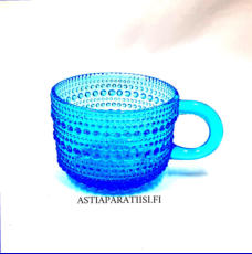 NUUTAJ�RVI, Kastehelmi kahvikuppi turkoosinsininen,Design:Oiva Toikka,Suunniteltu 1964,Korkeus n.5 cm , Halkaisija n. 6,8 cm 1 kpl,28 �/ kpl ( Tuote nro / Item #532J )