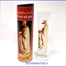 RITZENHOFF CRISTAL,olutlasi Kristallinen  Kaj Stenvallin kuvituksella,Korkeus n.22,5 cm , Halkaisija n.6,5 cm, 1 kpl,37�/kpl, ( Tuote nro / Item #493J )