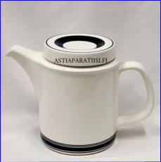 ARABIA, Faenza kahvikannu Mustaraita,Design:Peter Winquist,Valmistettu 1973-1976-luvulta,todella hyv�kuntoinen,Korkeus ilman kantta n.15 cm,1kpl,128�/kpl,( Tuote nro / Item #145KK )