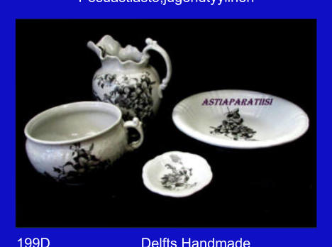 Delfts Handmade pesusetti, neliosainen, kannu, potta, vati ja saippuateline,180� ( Tuote nro / Item #199D)