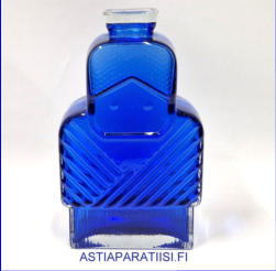 RIIHIM�EN LASI,iso�iti koristepullo,sininen v�ri,Design:Helena Tynell,1969-70-luku,Korkeus,n. 20 cm, halkaisija,n. 12 cm X 6 cm,0kpl,( Tuote nro / Item # 166K)