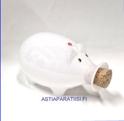 IITTALA, Napsu possu-karahvi valkoinen, Design:Valto Kokko,Korkeus,n. 11 cm, halkaisija,n. 17 cm X10 cm,1kpl,79� ( Tuote nro / Item # 190K)