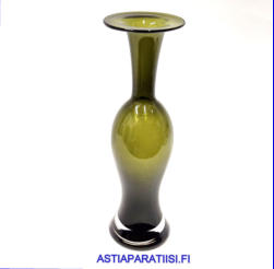 RIIHIM�EN LASI,�Bodega�Koristepullo / karahvi oliivinvihre�, Design:Nanny Still,Valmistettu 1974-luku,Korkeus,n.28,5 cm, halkaisija,n. 8,5 cm,1kpl,125� ( Tuote nro / Item # 195K)