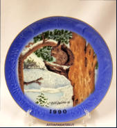 Talvi, sein�lautanen,Design:Heidi Heinola,1990, valmistettu 3000kpl,halkaisija n. 21 cm  1kpl, 45�/kpl